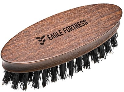 Mini-Bartbürste für Männer, Wildschweinborsten-Bartbürsten für die Reise, ovale Schnurrbart-Bartbürste im Taschenformat aus Holz, für Bartpflege und -styling