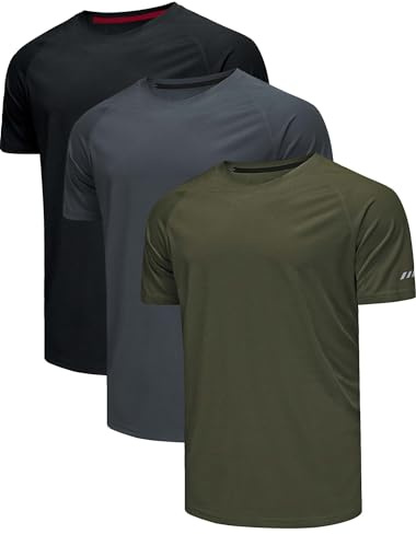 Confezione da 3 magliette sportive Magliette funzionali da uomo Maglietta da allenamento traspirante ad asciugatura rapida Maglietta da allenamento fitness Allenamento in corsa Bodybuilding