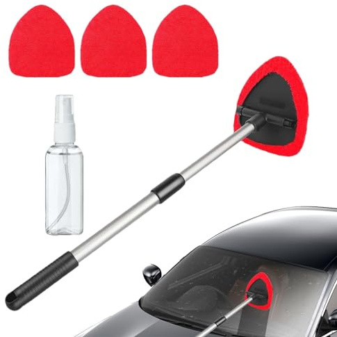 Quzente Outil de Nettoyage de Pare-Brise, Outil de Nettoyage de vitres de Voiture - Outil de Nettoyage de Pare-Brise avec Flacon pulvérisateur | Nettoyeur d'essuie-Glace à poignée Extensible,