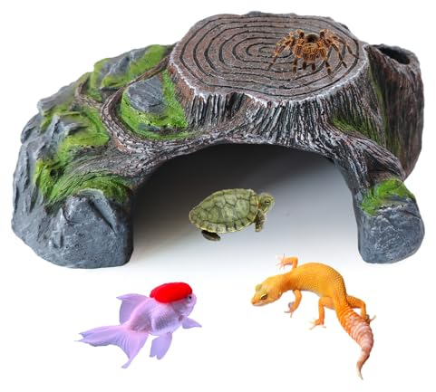 MUYG Cachette en résine pour reptiles, lézard, gecko, reptiles, habitat, souche, araignée, scorpion