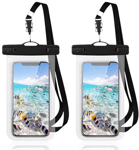 MeoZynxadril 2 Stück wasserdichte Handyhülle, Unterwasser Handytasche, Universelle wasserdichte Handyhülle, IPX8 Handytasche, mit Lanyard, für iPhone 16/15/14/13, Samsung, Smartphone bis zu 7Zoll