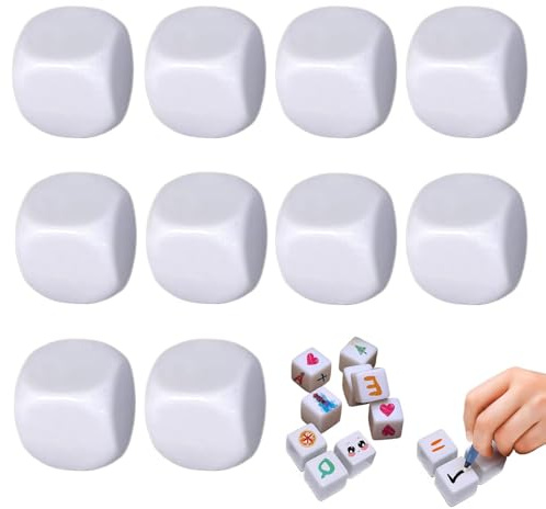 Dados de borrado en seco | 10 Bloques de Cubos Blancos Redondeados acrílicos, Bloques de borrado en seco, Dados en para Juegos, Aula, enseñanza, matemáticas, conteo de Suministros Escolares