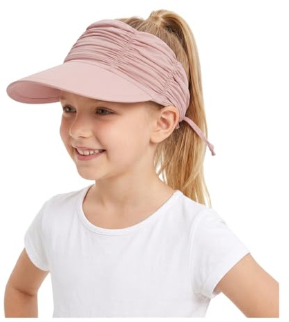 YAMEE Casquette Visière Enfant Anti-UV pour Fille,Chapeau de Plage Enfant Ajustable Léger Pliable,Chapeau de Soleil Respirant pour Plage,Piscine et Les Activités Extérieures