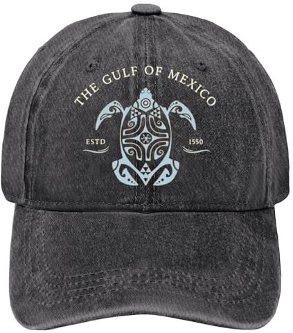 Baseballmütze Meeresschildkröte Mützen Verstellbare Cowboyhut mit Buchstabenmuster Sport Caps für Damen Golf Urlaub Hut Gulf of Mexico Baumwolle Vintage Hat Outdoor Strapback Cap