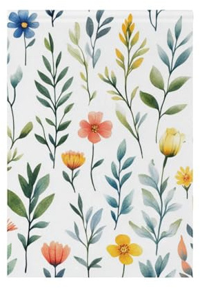 Foiosoh Drapeau de jardin blanc à fleurs campanule 30,5 x 45,7 cm avec côtés robustes pour extérieur, cour, maison, petites vacances saisonnières, pelouse, patio