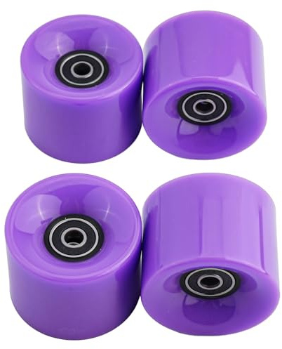 Lot de 4 roues de longboard 60 x 45 mm 78A avec roulements ABEC9 pour améliorations et ajustements de skateboard (violet)