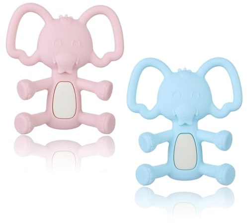 COYUN 2 Pcs Beißring Baby, Baby Spielzeug und Zahnungshilfe für 3 6 9 12 Monate, BPA-freies Beissring für Babys, Greifling Sensory, Beißhandschuhe, Lebensmitteltaugliche Geschenke für Neugeborene