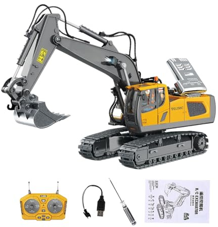 RC Excavator - 30x10.5x20cm Sand Digger, Remote Control Construction Vehicles, Durable Toy Truck With Lights And Sounds, Remote Controlled Excavator | Boys Ages 3-8 Backyard Sandbox Role Playing
