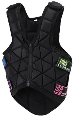 VELATEMOR Equestrian Vest, Horse Riding Vest with Shock Absorption, Easy to Put, Breathable Lining, Protector Gear Waistcoat Unisex Zipper Closure for Kids Boys Girls (CS)