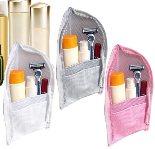 Kompakt sminkväska, stående toalett-set, 3-pack organiserare med vattentät nätstruktur, stark tygkonstruktion, kosmetiskt bärsystem med andningsbar design för hygienförvaring