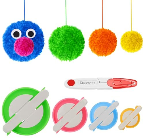 Knewmart Pompom Maker,4 Größen Bommel Maker Groß Set Fluff Kugel Weber DIY Handwerk Pompom Making Kit für Anfänger + 1PCS Schere (5)