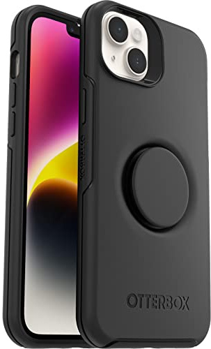 OtterBox Otter+Pop Case for iPhone 14 Plus, Shockproof, Drop proof, Protective Case with PopSockets PopGrip, 3x Tested to Military Standard, Antimicrobial, Black