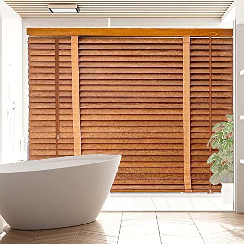 SHAIRMB Jalousien aus Holz, Verdunkelungsjalousien aus Holz, mit 5 cm Lattenrost innen, Wärmedämmfenster, Verdunkelung/Wärmedämmung, Horizontale Jalousien mit gefiltertem Licht,150x150cm/59 * 59in