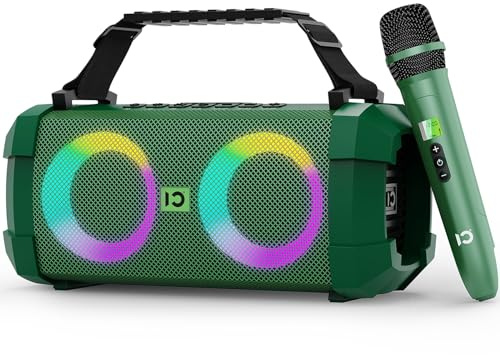 SHIDU 60W Portable Bluetooth Speaker with Wireless Microphone Party Microphone and Speaker Set for Outdoor, Bluetooth Boombox with 5 Lights /3 Sound Effects/UHF Microphone/Deep Bass/TF/U-Disk