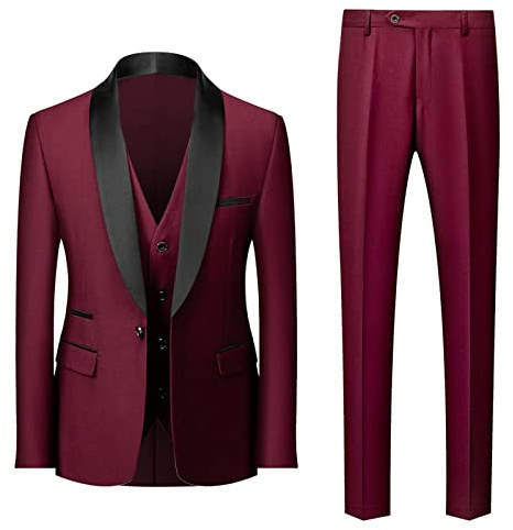 Costume 3 pièces pour homme élégant coupe ajustée - Costume de luxe élégant - Costume de mariage - Veste moderne - Gilet - Pantalon - Veste de costume pour homme - Tenue de festival pour fête, bal de