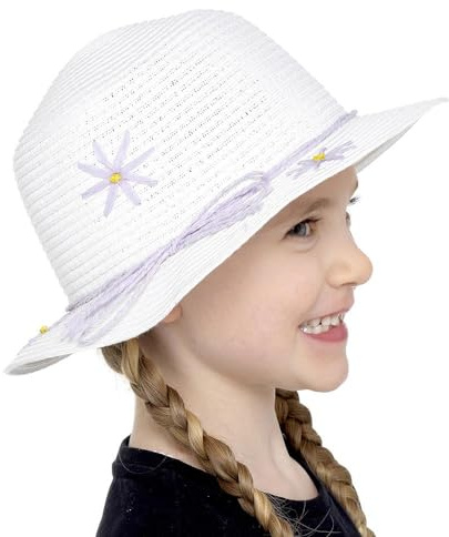 A2Z 4 Kids Straw Hat Summer Beach Sun Hat Floppy Foldable with Wide Brim for Kids Girls Holiday Outdoor Activities Travel