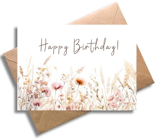 WBdesignz Happy Birthday Karte - Elegante Geburtstagskarte mit Umschlag Schöne Glückwunschkarte Geschenkkarte zum Geburtstag Happy Birthday Karte Feier Party (DIN A6)