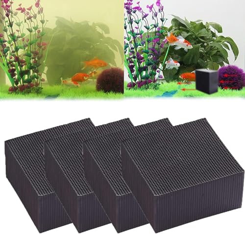 Clever Cube Aktivkohle Pferde, Aktivkohle Aquarium, Aktivkohlefilter Pferdetränke, Eco Aquarium Wasserreiniger Würfel, Eco-Aquarium Wassertrog Purifier Cube, Für Teiche, Aquarium, Vorratstank (4Pcs)