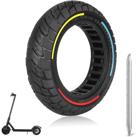 HPGAAVD 10x2.5 Ruedas Macizas para Patinete Electrico, 60/70-6,5 Ruedas de Patinete para Ninebot Max G30 G30P G30LP，10 Pulgadas Antislip y Antipinchazos Neumáticos de Repuesto Delantera/Trasera（1PCS）