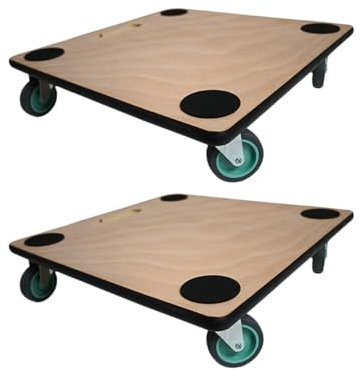 Profi Chariot à roulettes avec 4 roulettes | HxLxP 11,5x50x50 cm | Capacité de Charge 150kg | Panneau de contreplaqué | Marron | 2 pièces