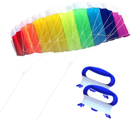 Colcolo Rainbow Double Line Stunt Kite with 2 Spools, Polyester Material, Large Parafoil Kite for Adults, Kids, Beach, Park Games