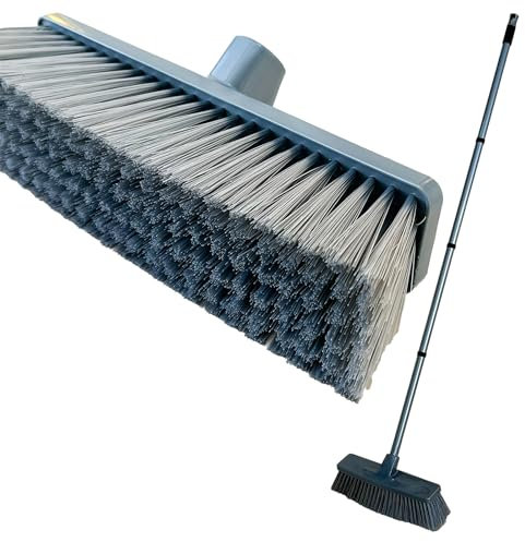 EDS 12 Soft Indoor Sweeping Broom Brush with 120cm Long Stainless Steel Handle Heavy Duty Broom Sweeping For Cleaning Kitchen Floor Carpet Living Room Remove Pet Dog Cat Hair (PACK OF 1)