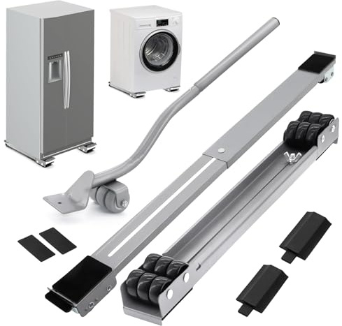 Appliance Rollers with Upgraded Furniture Lifter Tools, Extendable Appliance Heavy Duty Furniture Mover with Wheels Stand Sliders Washers Dryers Moving Base Kitchen Refrigerators Sofa Countertop Grey