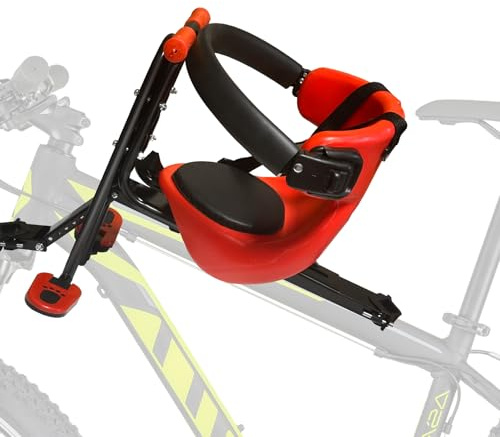 Yinnhom Asiento Delantero para Bicicleta para niños, Asiento para Bicicleta para niños extraíble con cinturón de Seguridad y barandilla, reposabrazos de Seguridad y Pedales Ajustables