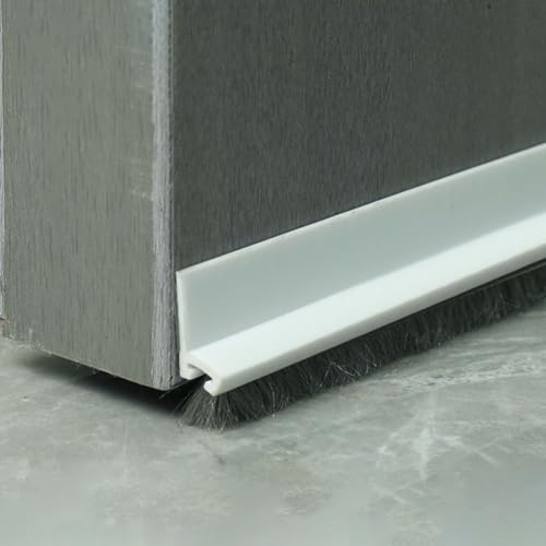 Vibsky Tira de sellado de cepillo inferior de puerta de 100 cm, material TPE, insonorizante, antiinsectos, para uso en interiores y exteriores, color blanco