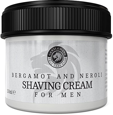 Gentlemans Face Care Club Vegan Friendly Shaving Cream For Men - Bergamot & Neroli Luxury Shave Soap - Super Smooth Lather Formula - Large 90 Day Supply 150ml Pot