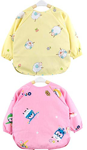 Chilsuessy 2er Pack Wasserdicht Kinder Ärmellätzchen Nässeschutz Babylätzchen mit Ärmeln Unisex Junge Mädchen Lätzchen Set Baby Latz 1 bis 3 Jahre alt (100/Baby Hoehe 90-100cm, 8#)