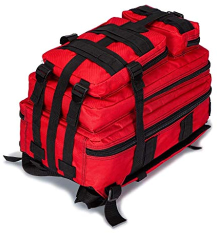 Jipemtra Tactical First Aid Bag MOLLE EMT IFAK Backpack Rucksack Emergency (Red 25L)