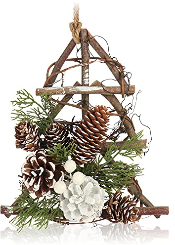com-four® Árbol Colgante para decoración navideña - Colgador para árbol de Navidad - Decoración de habitación de Invierno Hecha a Mano - Decoración Colgante para Ventanas y Puertas (1 Pieza - árbol)