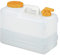 Relaxdays Wasserkanister mit Hahn, 15 Liter, Kunststoff bpa-frei, Weithals Deckel, Griff, Camping Kanister, weiß/orange