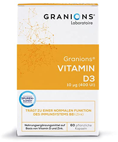Vitamine D3 | Immunitätsabwehr & Knochenkapital | 100% Natürlichen Ursprungs | 60 vegetarische Kapseln | ECO 2 Monate Format | Granions