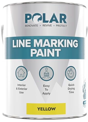 Polar Line Marker Yellow Paint - 2.5 Litres - Heavy Duty & Hard-Wearing - Indoors & Outdoors - Ideal For Car Parks, Tennis Courts, Warehouses - Water, Chemical & Acid Resistant