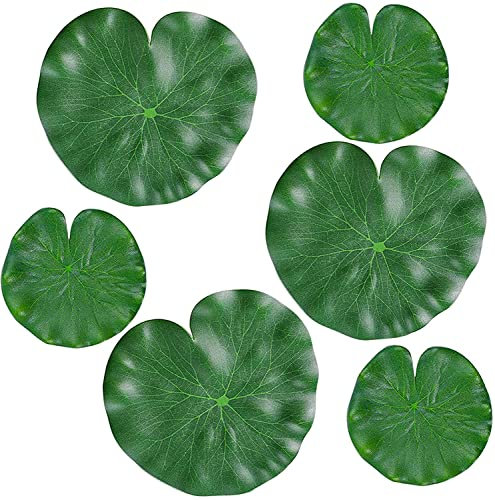 Floating Lily Pads Plastic Pond Ornaments, 6Pcs Artificial Lotus Leaves,Plastic Foam Water Lily Pads Foliage Pond Decor for Koi Fish Pool Patio Aquarium