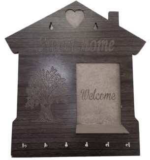 EDURAIT Porte-clés mural accessoire élégant et pratique, idéal pour la maison et le bureau, cadeau parfait pour une nouvelle maison. (NOYER)