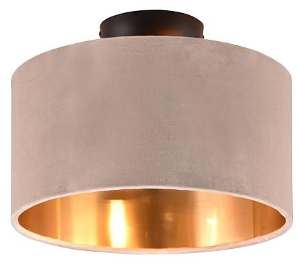 Trio Leuchten Deckenleuchte Julieta 619000244, Metall Schwarz matt, Schirm Samt Beige/goldfarbig, exkl. 2x E14