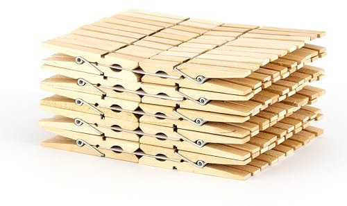HomeBee® 100 Stück Wäscheklammern Holz - FSC®-Zertifiziert – Nachhaltige Holzklammern groß, Holzwäscheklammern aus Bambus, 6 cm Länge, Holzkluppen, Dekoklammern