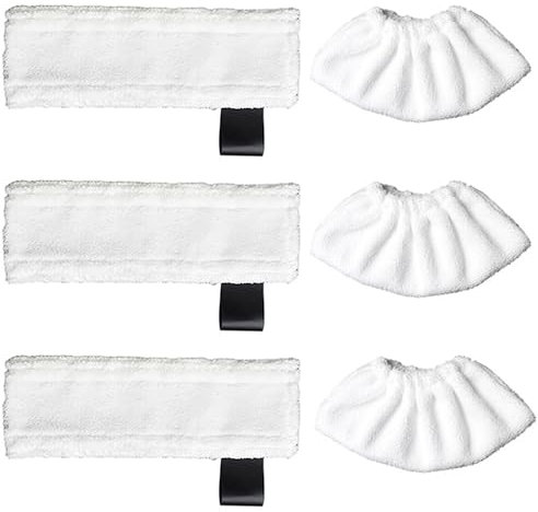 ANBOO 6 Stück Mikrofaser-Tuchset für Kär-cher Dampfreiniger SC 1 SC 2 SC 3 SC 4 SC 5 SV 7, Waschbarer Bodentuch für Alle Böden (3 Bodentücher + 3 Stoffbezug)