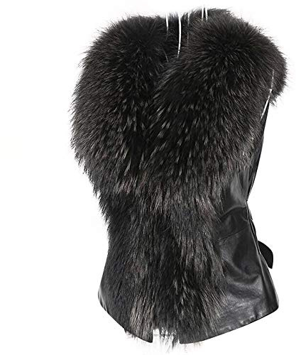 TDEOK Gilet di Pelliccia Sintetica da Donna Nero, Gilet Corto Ecopelle, Gilet Invernale Moderno, Gilet di Transizione Slim Fit, Giacca Invernale Foderata, Gilet Pelliccia Sintetica
