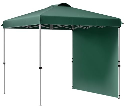 Outsunny Tenda pieghevole 2,5x2,5 m Gazebo da giardino con 1 parete laterale regolabile in altezza in 3 livelli Anti-UV impermeabile e sacchetto di sabbia Gazebo per feste di campeggio all'aperto