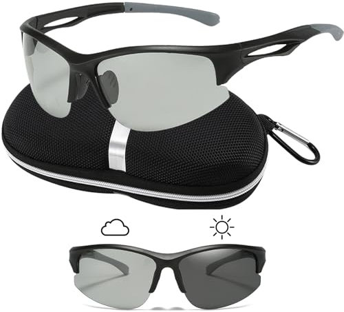Sonnenbrille Fahrradbrille, Selbsttönend UV400 Fahrradbrillen Sportbrille für Damen und Herre Sportsonnenbrille Schutz Schnelle Brille Laufbrill für Sport Radfahren MTB Angeln Reisen