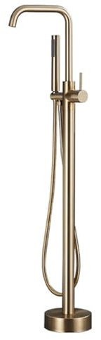 BiaoTeng Mitigeur Baignoire Ilot Sur Pied Raccord G1/2 Avec Douchette Laiton Robinet Sur Pied Baignoire Ilot Mitigeur pour Baignoire Ilot Or Brossé