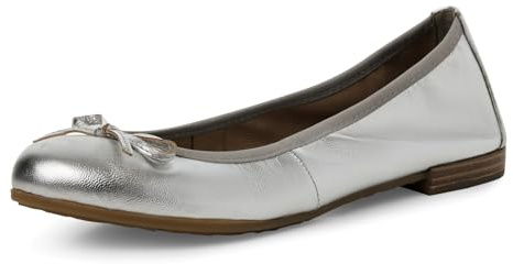 MARCO TOZZI Women's Ballet 2-22100-41 Ballet Flat - Bailarinas para Mujer, Plata, 38 EU