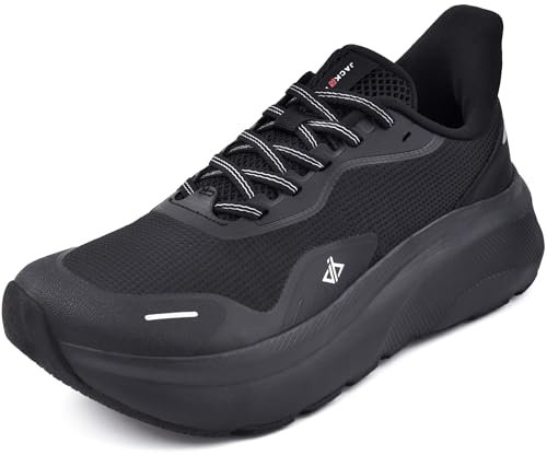 JACKSHIBO Hände frei Slip in Herren Schuhe Slip on Fußbogenstütze Orthopädische Schuhe Memory Foam Walkingschuhe Leicht Laufschuhe Hallenschuhe Sportschuhe Turnschuhe Weite Zehenbox, Schwarz,40 EU