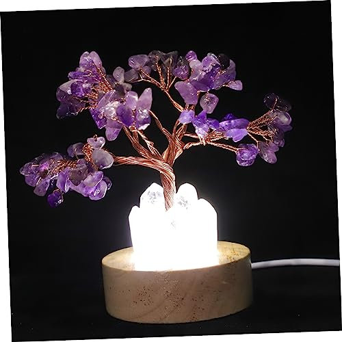TOGEVAL Amethyst Kristallbaum Nachtlicht Kleine Dekorative Nachtlampe Für Das Schlafzimmer Feng Shui Tischleuchte Natürliche Amethyst Atmosphäre Lampe Für Nachttisch