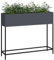 vidaXL Anthracite Metal Decorative Inlays Planter - Weather Resistant, Indoor/Outdoor Versatile Rectangular Planter for Balconies, Gardens & Home Décor