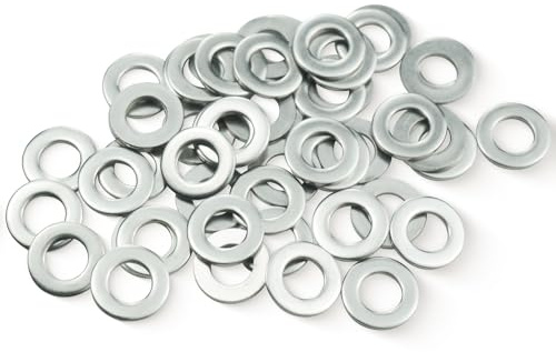 M6 Washers, M6 x 12mm Penny Washers, MeHurr (Pack of 50) A2 304 Stainless Steel Washers, Flat Repair Washer, Large Metal Washer, Plain Round Chrome for Screws & Bolts